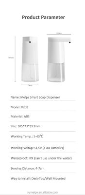 Hotel Meige X-202 2022 Preto 350ml espuma de cozinha Gel de névoa líquida IPX4 FCC CE Dispensador de sabão inteligente sem toque de infravermelho